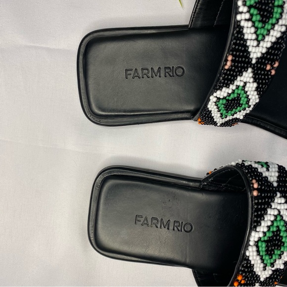 FARM RIO Black Beaded Square Toe Slide Sandals Size 6 - Picture 7 of 12
